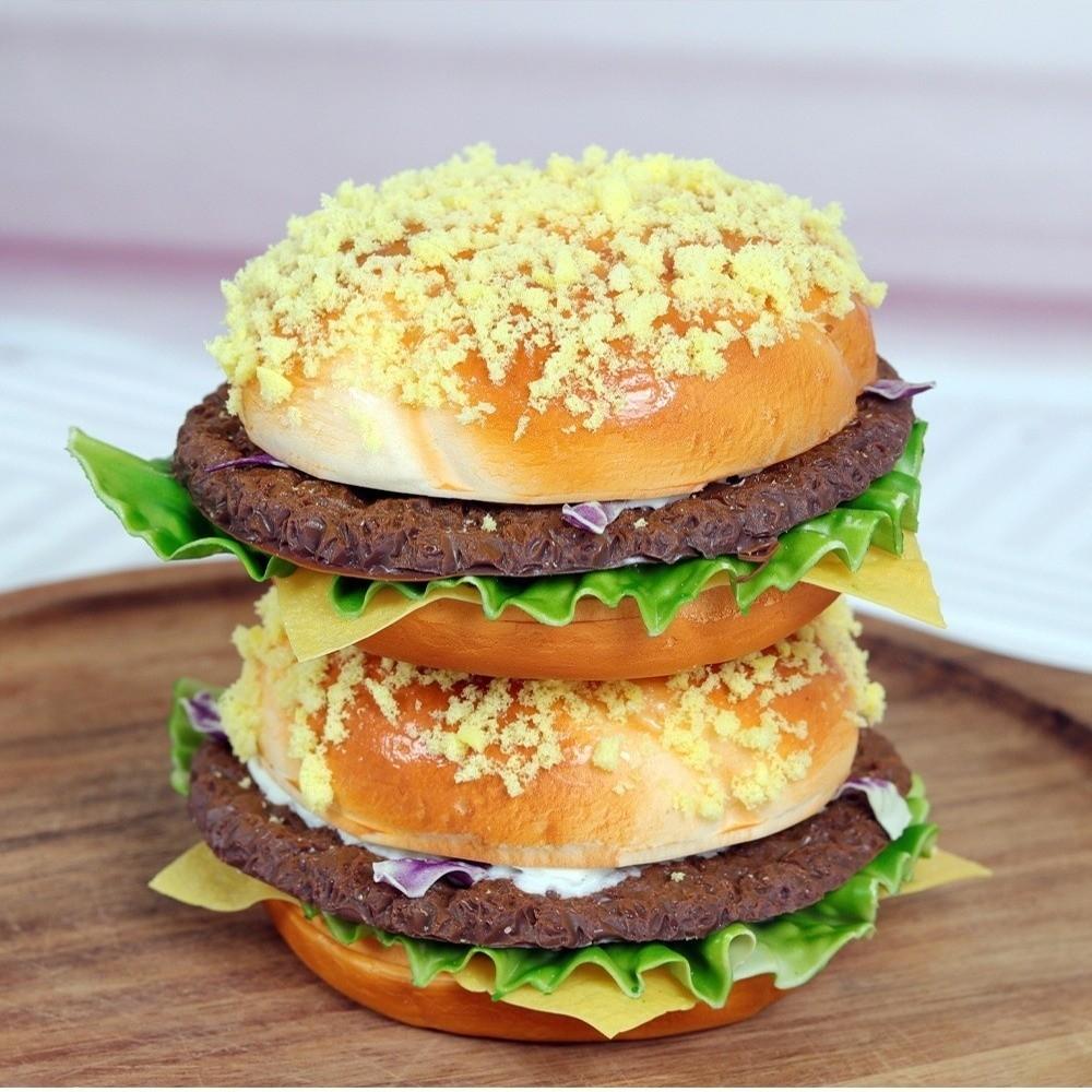 Realistic Beef Burger Model Simulation Fake Bread Fake Hamburger Photography Prop