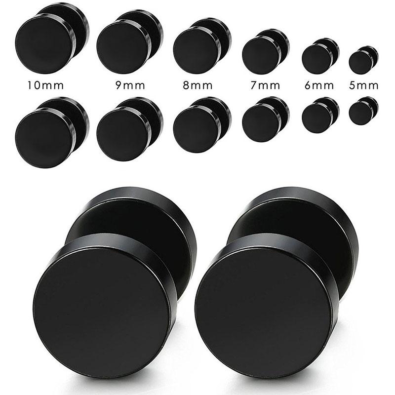 6Pairs Fashion Black Round Dumbbell Earrings Suits