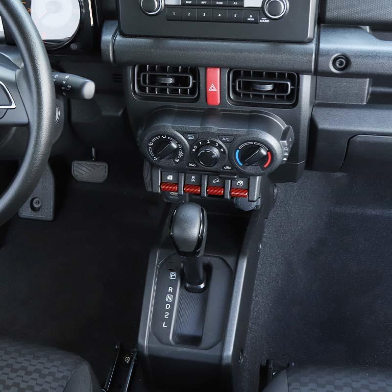 Декоративные наклейки на кнопки окна автомобиля из АБС-пластика для Suzuki Jimny 2019 года выпуска, аксессуары для интерьера, серебристые, с принтом из углеродного волокна
