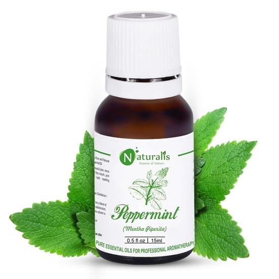 Naturalis Essence of Nature Peppermint Essential Oil Undiluted Pure and Natural Therapeutic grade for Steaming, Hair, Skin, Face & Diffuser - 15ml