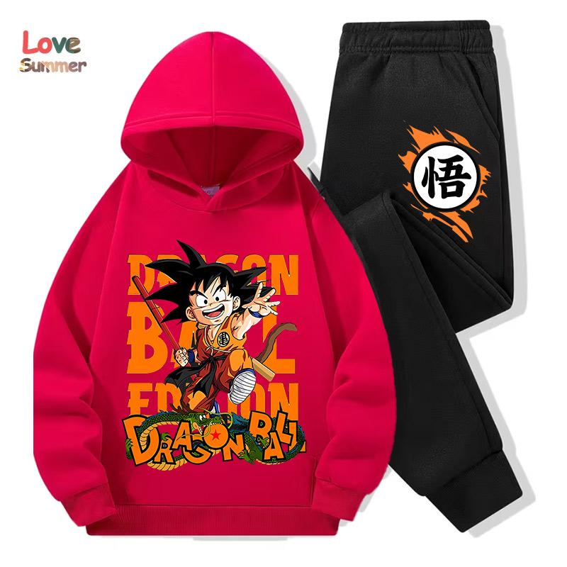 Аниме Худи Брюки 2 шт. 3-14 Лет Детский Спортивный Костюм Одежда DragonBall Худи Goku Мальчики Девочки Спортивный Костюм Идеально для Повседневной Носки на Улице