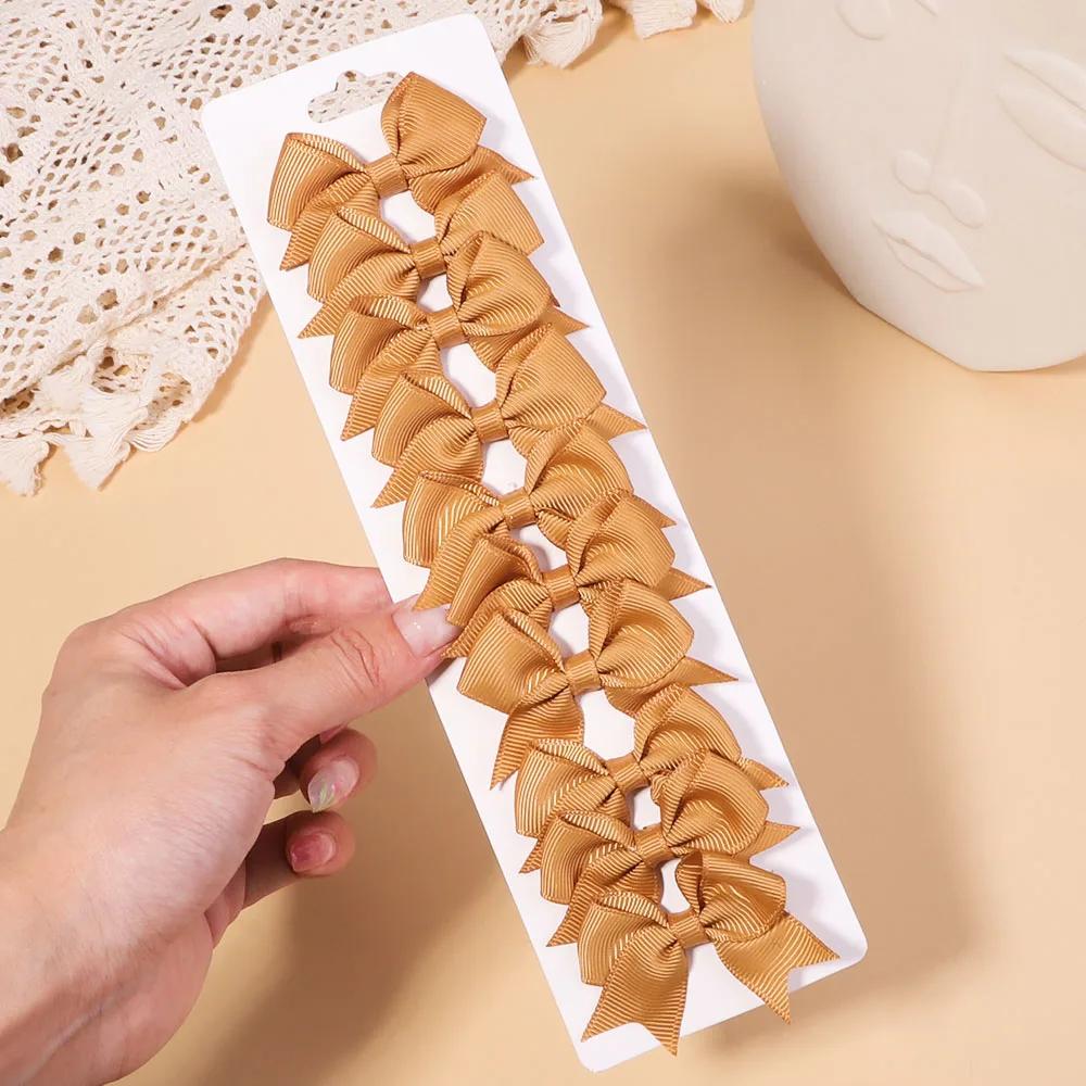 10 шт./набор однотонных репсовых лент, заколки для волос для детей, банты, заколки для волос, бутик, ручная работа, головные уборы, аксессуары для волос для девочек и младенцев