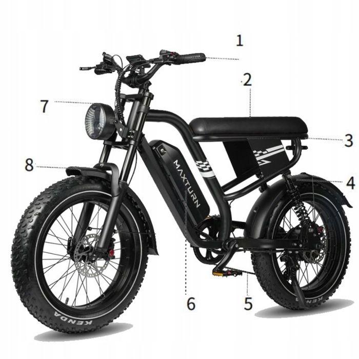 Maxtron MX10 - Vélo Électrique 20" Fat Bike - Moteur 250W Batterie 48V 13.5Ah Autonomie 100km Charge 180kg Shimano 7 vitesses