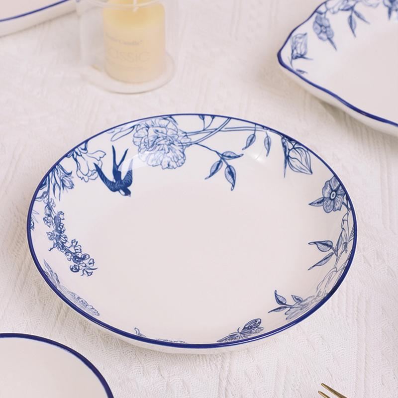Модная керамическая тарелка в китайском стиле, изысканные тарелки с изображением бабочек и большой рыбы, домашняя посуда, изысканная десертная тарелка для послеобеденного чая
