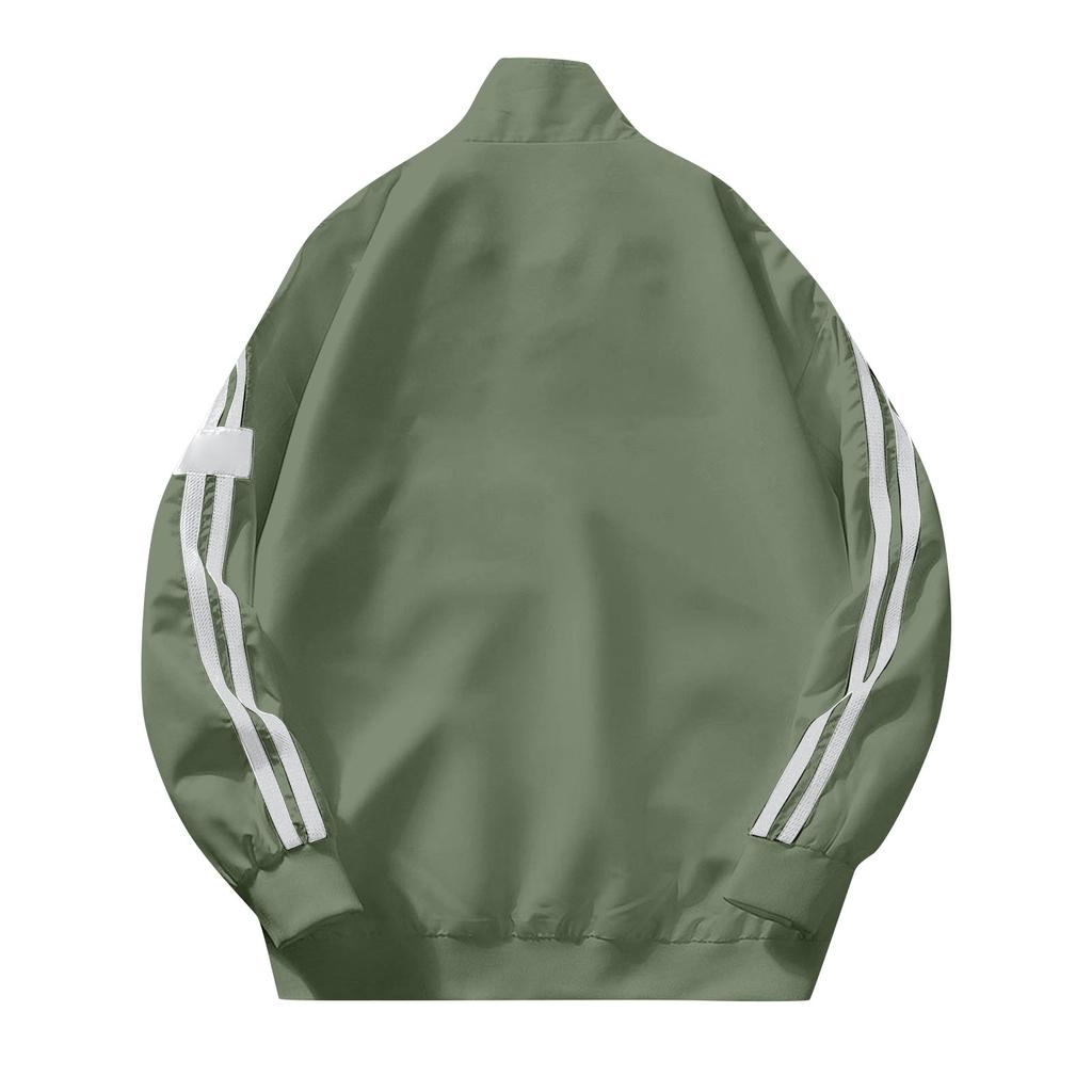 Men's Baseball Jacket Workwear Jacket Casual Sports Fashion Two-Stripe Top Coat