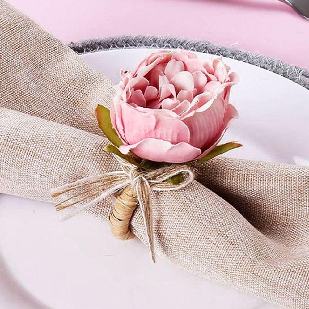 Romance Flower Napkin Holder Plastic Artificial Plant Napkin Holder For Wedding Mother's Day Party