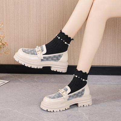 Мода 2025 Новая обувь для женщин Дамские слипоны на толстой подошве Лоферы на платформе Криперы Кожаная обувь Повседневные лоферы с пряжкой Британский