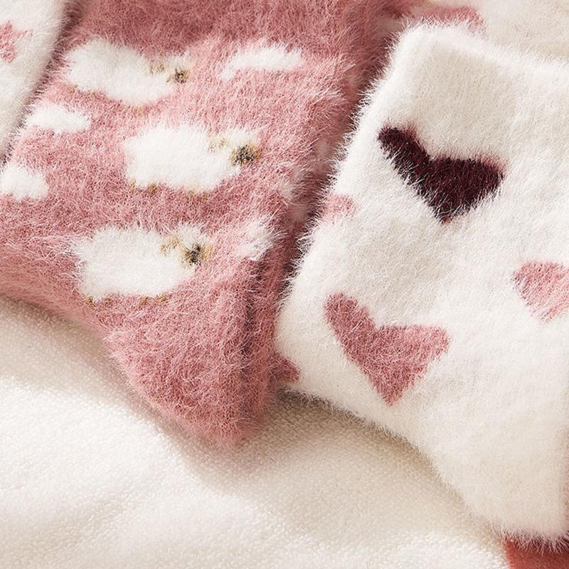 Smooth Women's Socks Mink Velvet Socks Female Autumn And Winter Plus Velvet Thick Tube Socks Warm Floor Socks Coral Velvet Sleep Socks