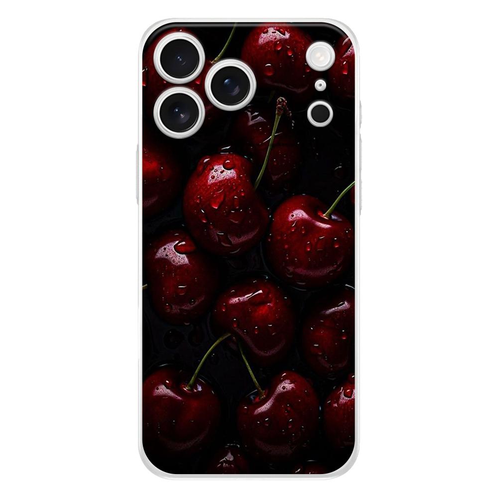 Мягкий прозрачный чехол из ТПУ для телефона iPhone 17 Air 16E 16 11 15 14 Pro MAX 12 13 7 8 Plus SE Пасхальный чехол Защита Красная вишня