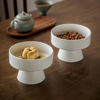 Простая и элегантная матовая керамическая тарелка на высокой ножке с брызгами краски, фруктовая тарелка, десертная пиала, тарелка для торта с сухофруктами для чайной комнаты, экспорт