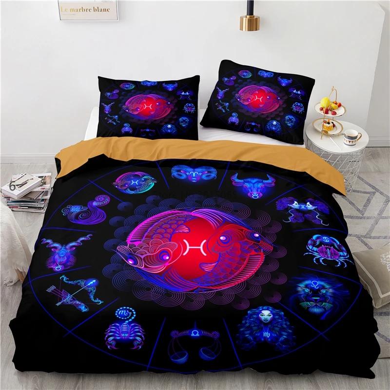 Zodiac Constellation Starry Sky Printed Duvet Cover Set Pillowcase 3d Bedding Set Europe/Australia/USA Twin Full Queen King Size
