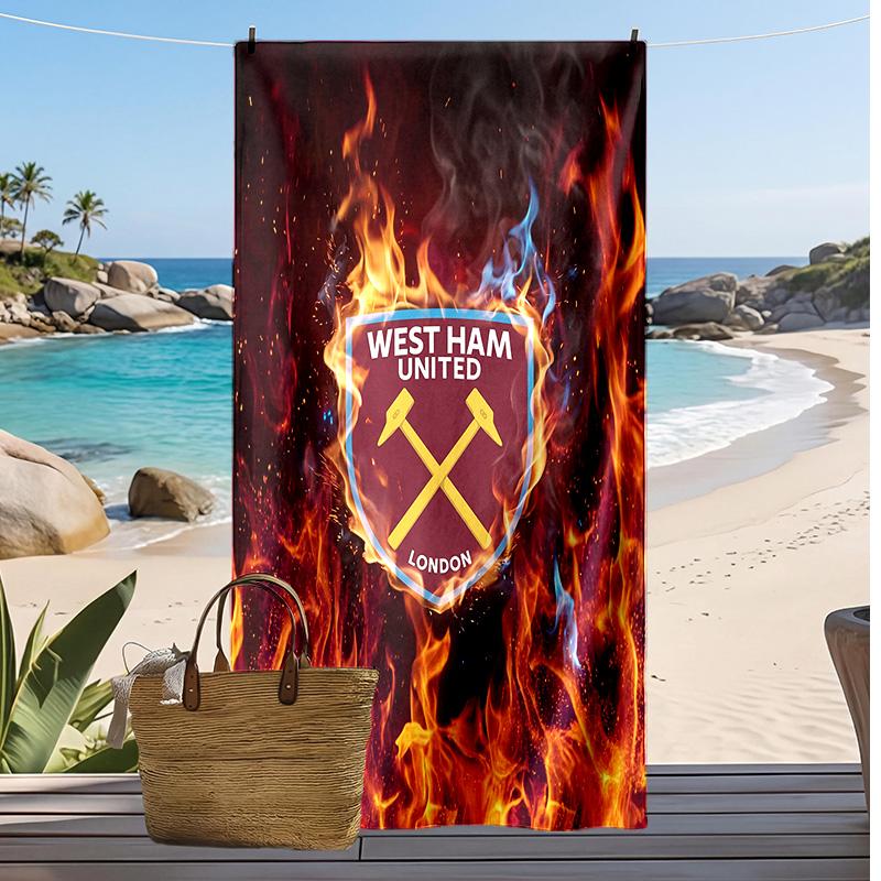Пляжное полотенце West Ham United Football Print, Большое мягкое быстросохнущее полотенце для пляжа, кемпинга, плавания