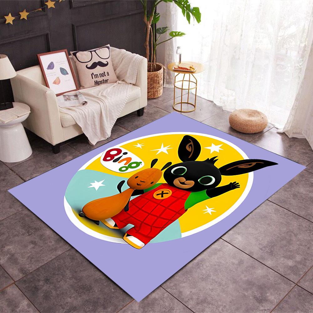 Bing Bunny Colorful Adventure Themed Anti-Slip Rugs - Polyester Home Decor, Suitable for Bedrooms, Living Rooms, Doorways, Studios, and Decorations