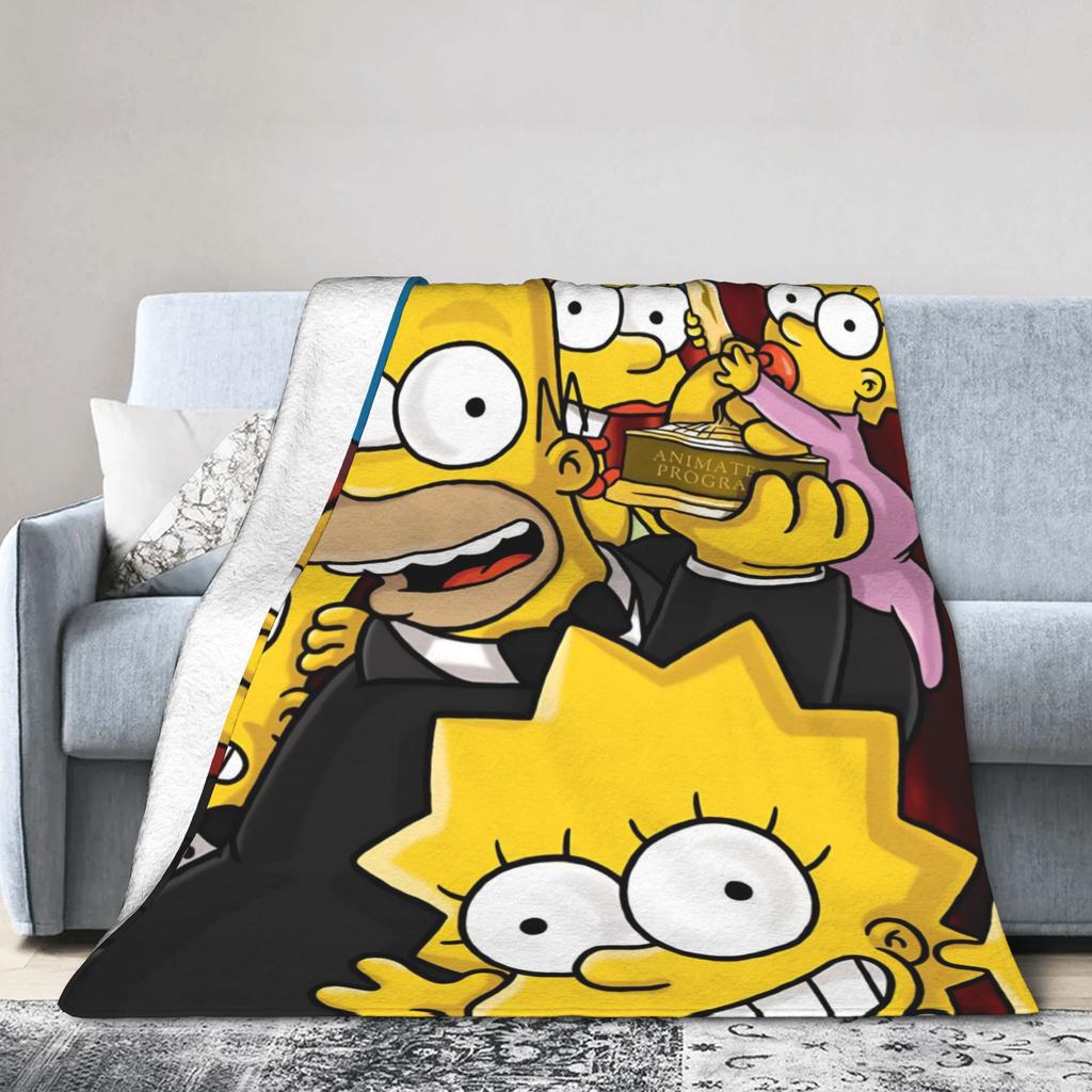 T-The Simpsons Warm Soft Blankets Girls Boys Plush Throw Blanket Novelty Couch Chair Flannel Bedspread Sofa Bed Cover