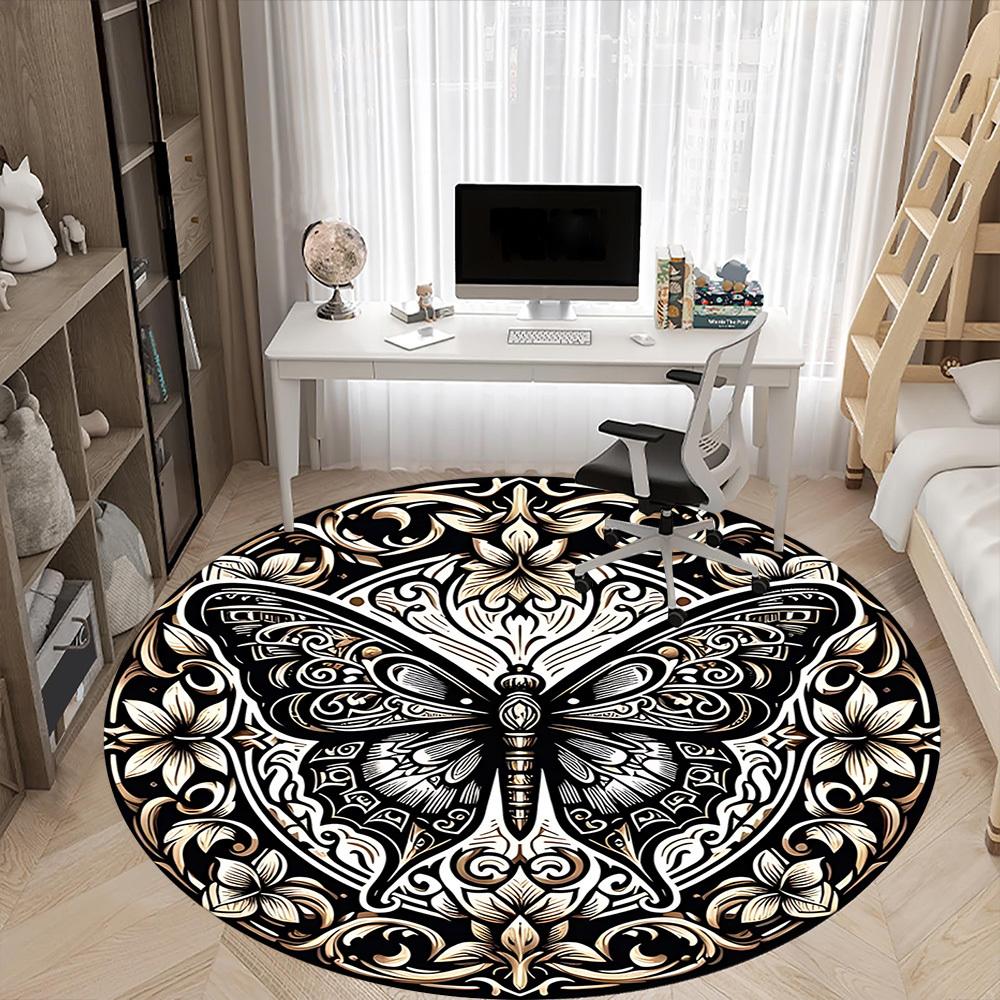 1pc Butterfly Mandala Carpet for Office, Non-slip, Soft and Durable Office Rug, Perfect for Office yy260128049