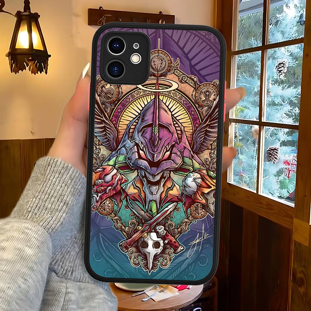 Чехол для телефона с аниме E-Evangelions для iPhone 11 12 13 14 15 16 Pro Plus X XS MAX Матовый бампер Ударопрочный чехол