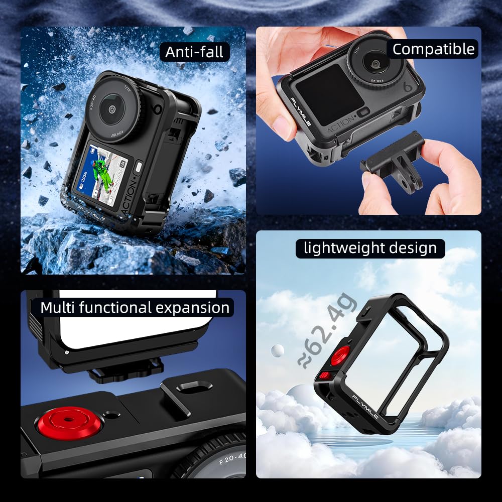 Taoricup DJI Osmo Action 6 Рамка Крепление Клетка Защитная Рамка Аксессуар Защитная Крышка для DJI Osmo Action 6 Action Одностраничная Черная Камера,