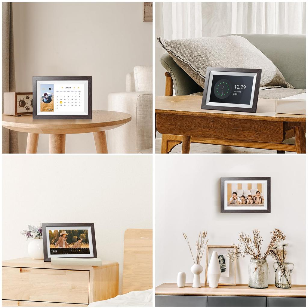 Kodak Wifi Wooden Digital Photo Frame 10 Inch Touch Screen 32GB Playback Remote Transfer Sharing Compatible with 32GB SD Memory Built-in
