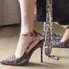 Fashion New Leopard Print Pointed Toe Office Lady Shoes Autumn Designer Shallow Stilettos Large Size Ankle Strap Women High Heels Pumps