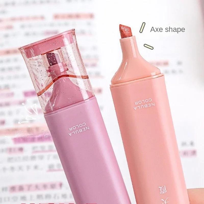 4 шт./набор Маркер цвета Моранди Глиттерный хайлайтер Гибкая ширина линии Маркеры для рисования для студенческих канцелярских принадлежностей