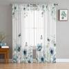 Eucalyptus Tulip Butterfly Flower Daisy Leaf Sheer Curtains Bedroom Living Room Voile Window Curtains Tulle Curtains Kids Room