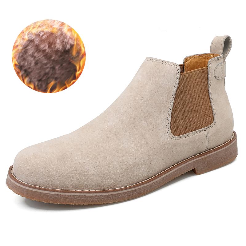 Весна и осень 2024 года. Классические британские туфли «Челси» из коровьей замши. Новые мужские ботинки средней длины. Кожаные высокие короткие ботинки для мужчин.