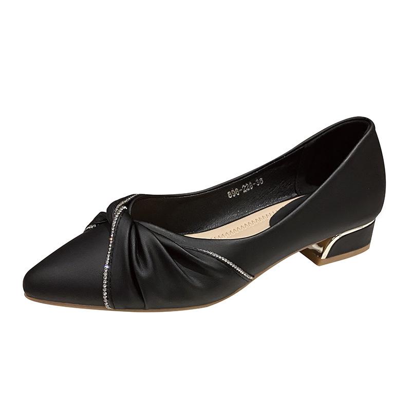 High-heeled Single Shoes Spring and Autumn New French Gentle Retro Medium Thick Heel Pointed Head Shallow Mouth Small Fragrant Shoes