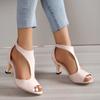 2025 Summer New Brushed Leather Fish Mouth Sandals Women's Back Zipper Sexy Solid Color Comfortable High Heel Single Shoes Women