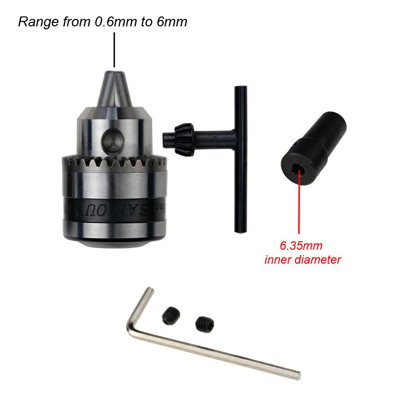 Mini Electric Drill Chuck Threaded Clamp 0.6mm-6mm B10 Mount Taper Connector Rod Motor Shaft with Adapter Key Wrench Power Tool
