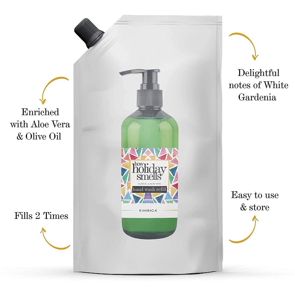 Kimirica How Holiday Smells Миндальное масло и масло ши для мытья рук Refill Pack, 100% веганский продукт и без парабенов, 1000 мл