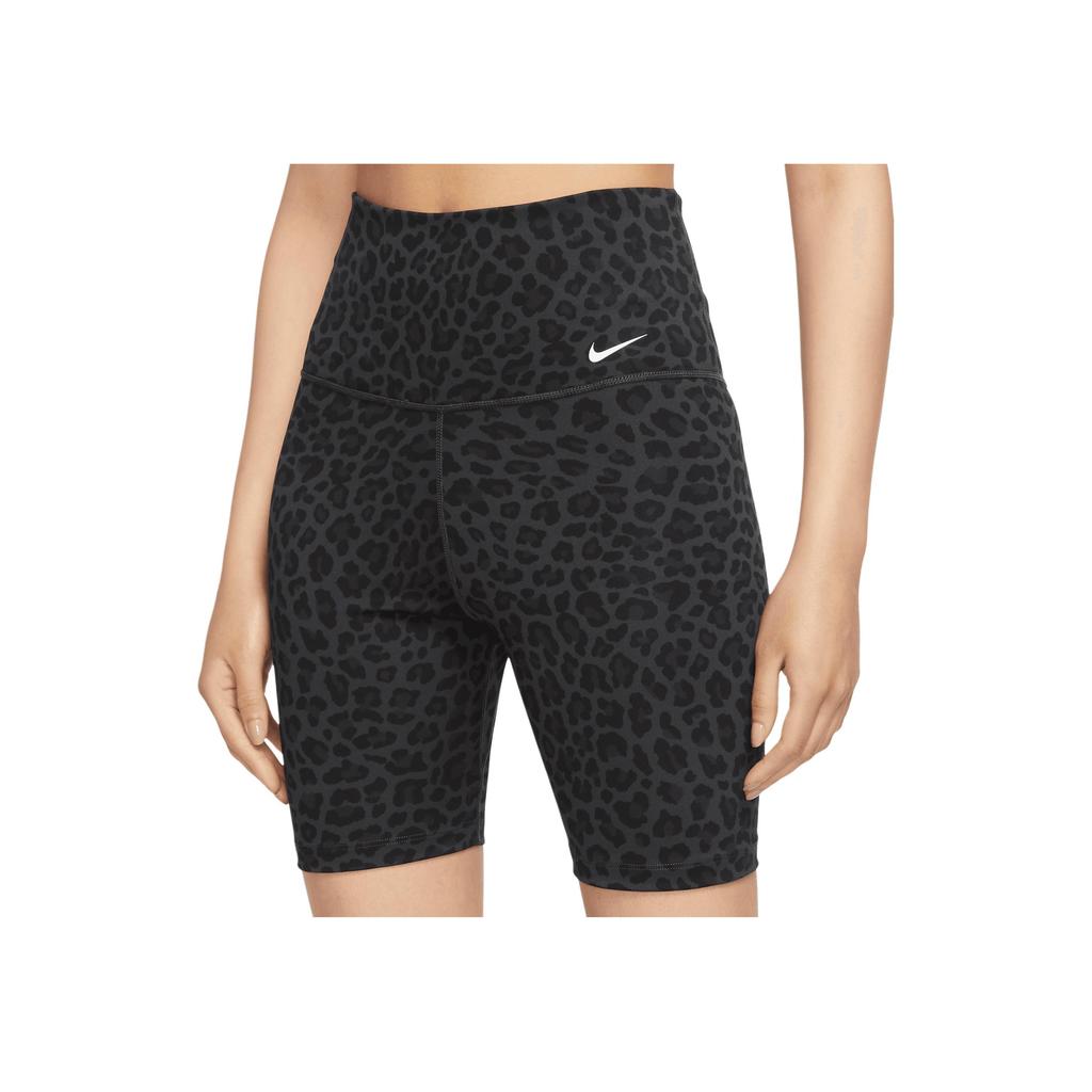 Nike Модные универсальные шорты с высокой талией и леопардовым принтом для мотоциклистов, женские шорты темно-серого цвета DX0122-070