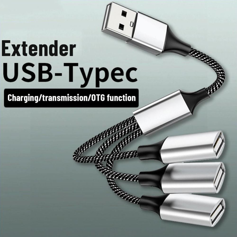 Mobile Phone Extension Cable Data Transfer USB Expander Charging Splitter Type C Hub OTG Adapter