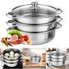 Kitchen Steamer Pot 3 Tier with Lid Stainless Steel Steam Pot for Cooking for Cooking Vegetable Dumpling Stock Sauce Food