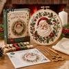 Home Decor Handmade Embroidery Christmas Kit for Beginners, Pre-Printed Pattern Full Set Tree Hanging Ornaments of Tools, DIY Needlework Festive Wall
