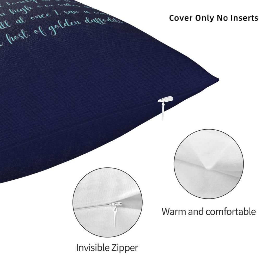 William Wordsworth Daffodils Square Pillowcase Polyester Linen Velvet Creative Zip Decor Pillow Case Home Cushion Cover