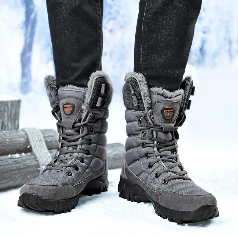 Men's Ankle Boots New Winter Warm Snow Boots High-quality Mid Top Anti Slip and Cold Resistant Hiking Boots Outdoor Work Shoes