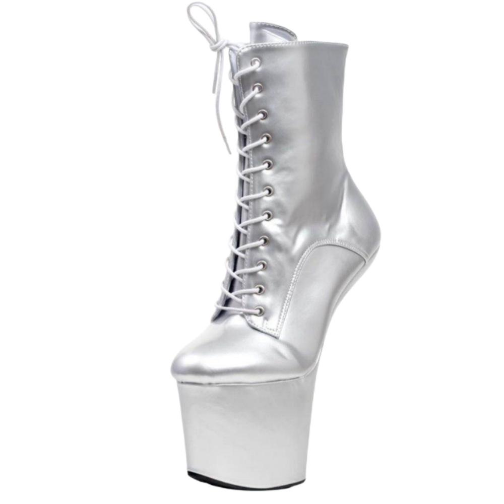 20 см Ботильоны без платформы для танца на пилоне, Тонкий каблук Лакированная кожа Черный, Высокий Супервысокий каблук Женская обувь Цвета