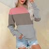 Женская модная повседневная блузка с длинным рукавом и круглым вырезом, цветной пуловер, топ, блузка