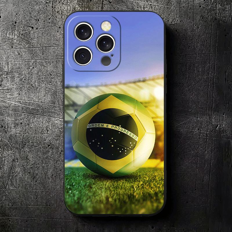 Brazil Brazilian Flag Soft Phone Case for iPhone 16 16E 17 Air 15 Pro Max 14 Plus 13 Mini 11 12 7 Black Cover Back Shell