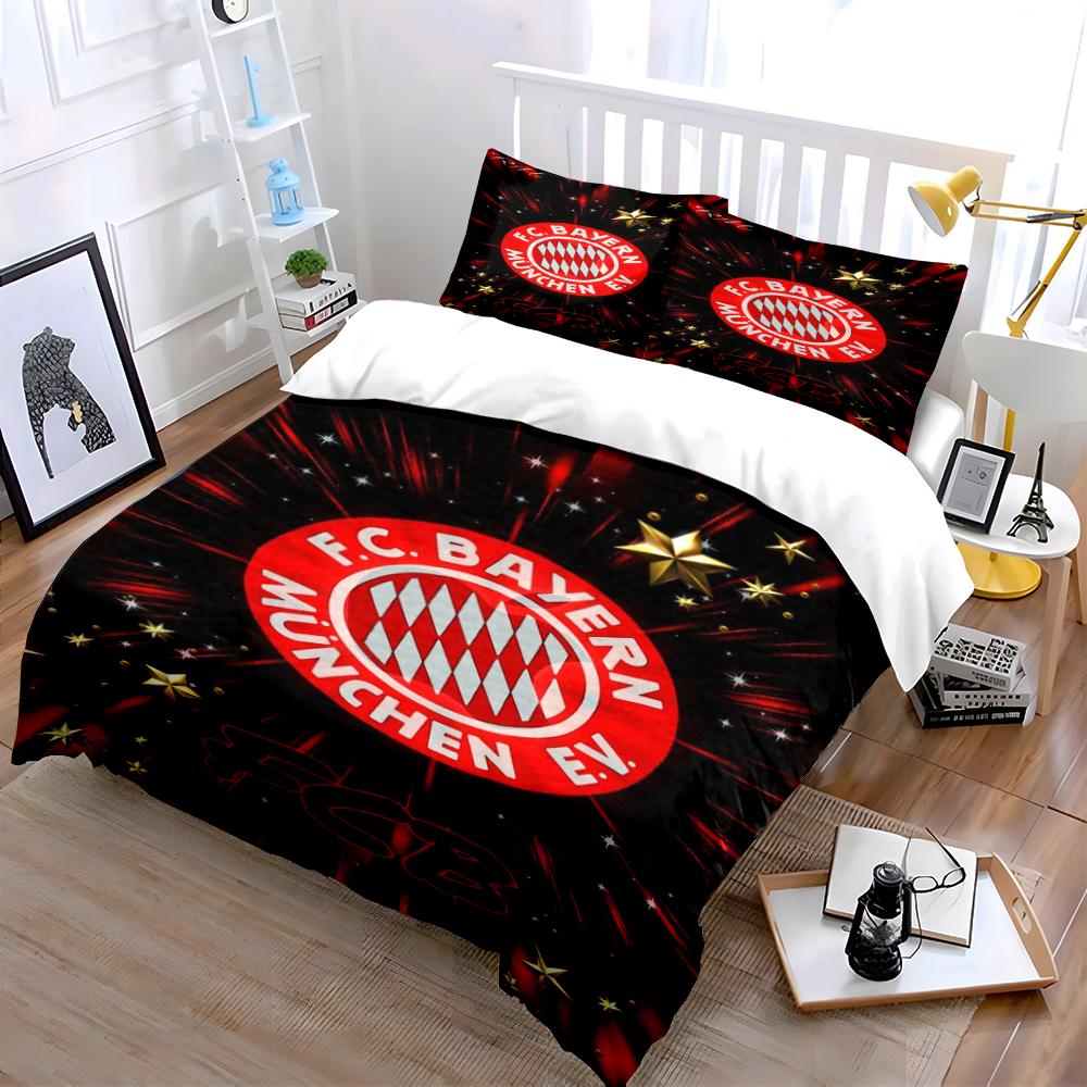 FC Bayern München Bedding Set Bedding Duvet Cover Set Duvet Cover Pillowcases Home Decor (1 * Duvet Cover 2 * Pillowcases, without duvet insert)