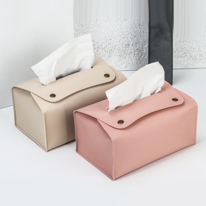 1Pcs Household Pu Leather Tissue Box Desktop Decoration Suitable For Dining Room Living Room Kitchen Tissue Storage Box