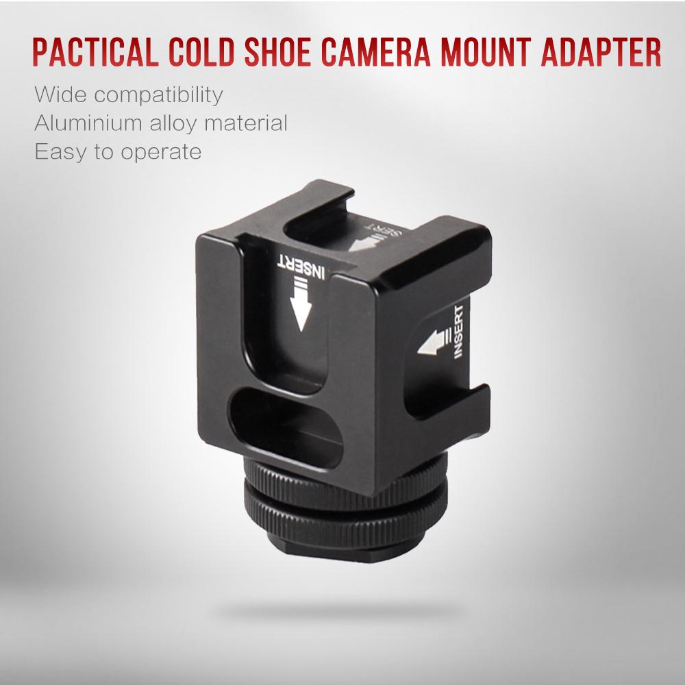 Universal Aluminium Alloy Cold Shoe Camera Mount Adapter with 4 Cold Shoe Mount 1/4 Inch Screw