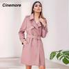 Cinemore Spring Long Trench Coat for Women Casual Windbreaker Jacket Double Breasted Lapel Belted Windproof Female Overcoat Office 2F2039