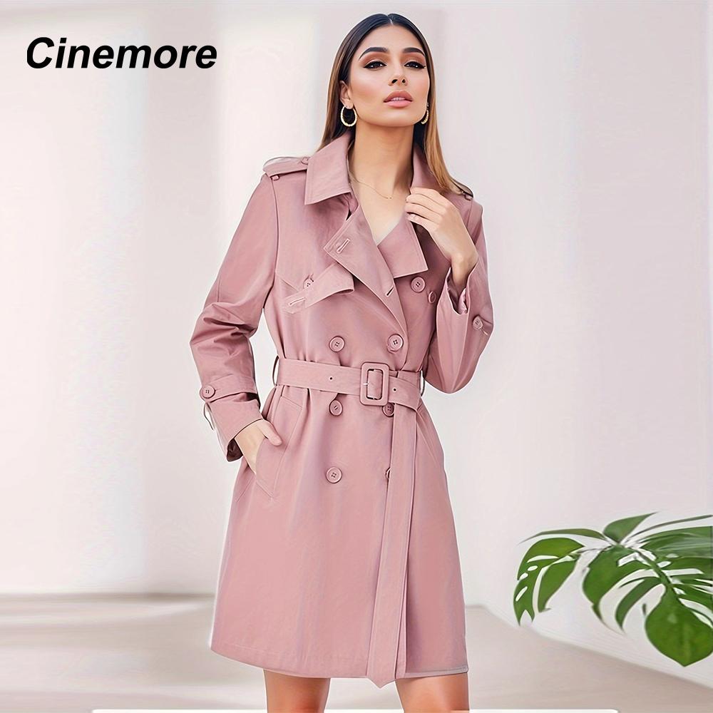 Cinemore Spring Long Trench Coat for Women Casual Windbreaker Jacket Double Breasted Lapel Belted Windproof Female Overcoat Office 2F2039