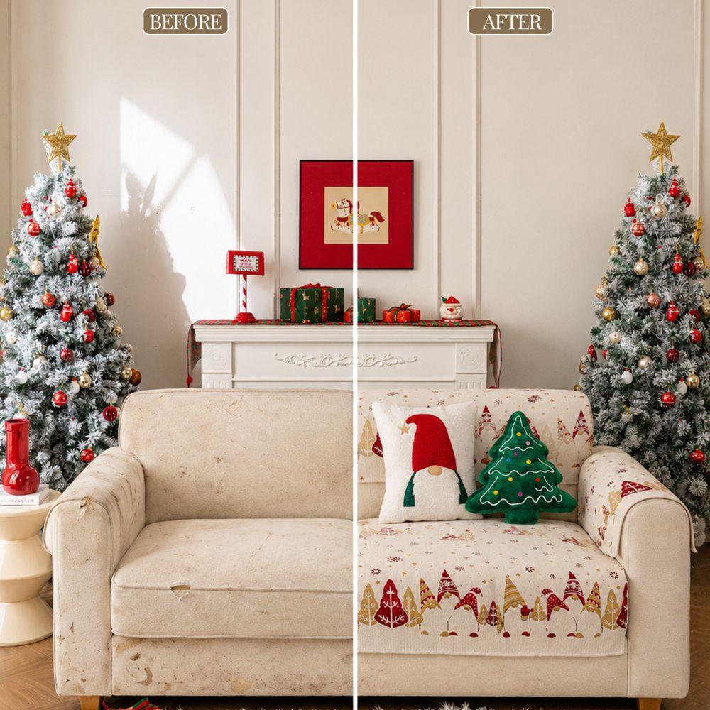 Non-Slip Chenille Sofa Cover Soft Sofa Cushion Christmas Tree Universal Sofa Cover Home Decor