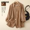 Cotton Linen Casual Three-quarter Sleeve Short Jacket Plus Size ShortsSolid Colour Blazer Top Spring and Autumn Literary Jacket for Women