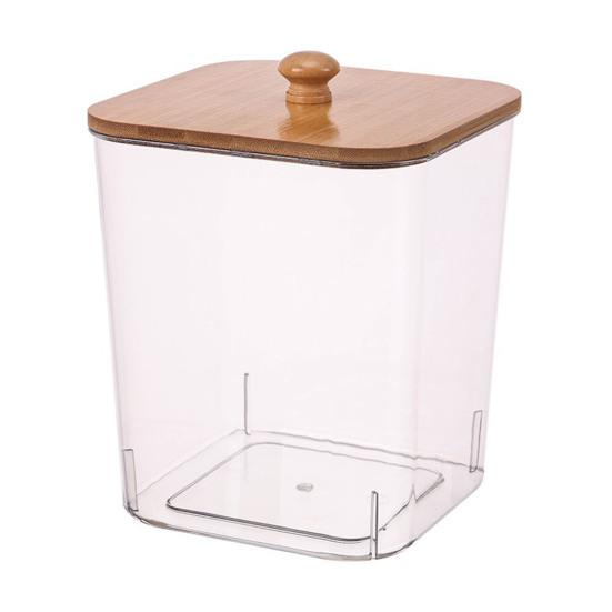 Контейнер для хранения шариков для стирки с бамбуковой крышкой, широкое отверстие, акриловый контейнер, органайзер для шариков стирального порошка, влагозащитный