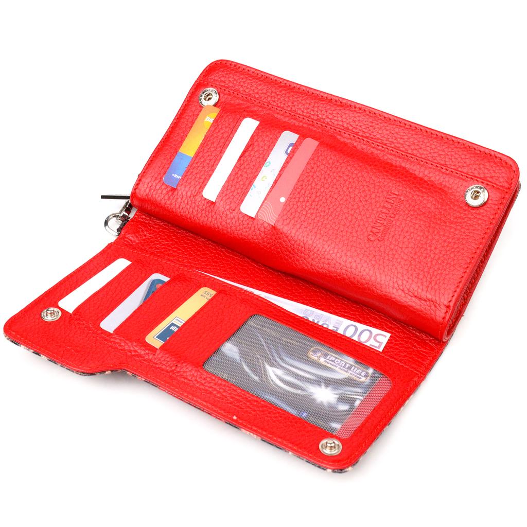 Лакированное женское портмоне клатч из натуральной кожи с тиснением под змею CANPELLINI Wallet 21541 Разноцветное