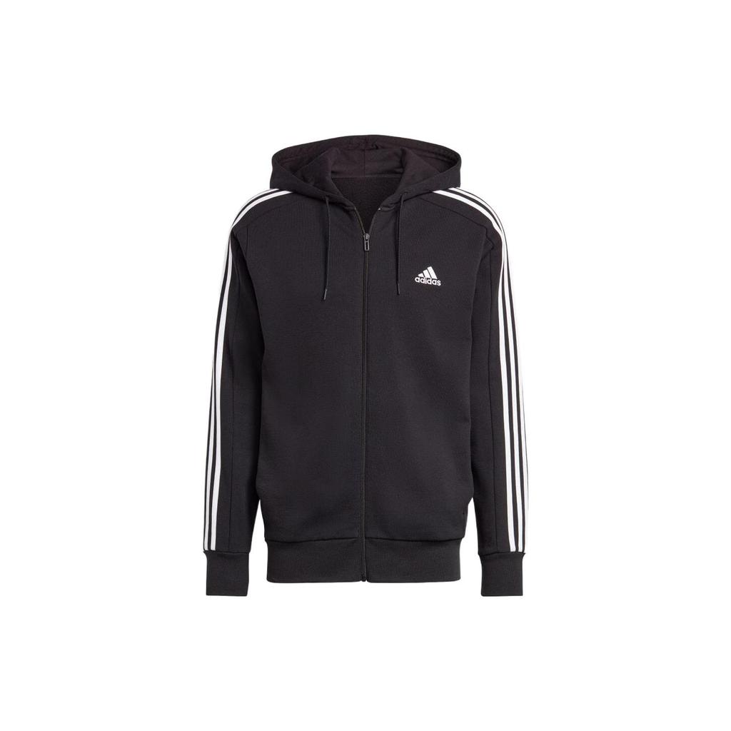 Новая толстовка с капюшоном на молнии Adidas Essentials из французского махрового трикотажа с тремя полосками IC0433