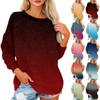Women's T Shirt Flannel Print Tunic Long Sleeve Party  Round Neck  Tops